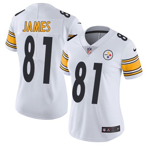 Nike Steelers #81 Jesse James White Women's Stitched NFL Vapor Untouchable Limited Jersey